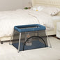 JUNG Vida Baby-Laufstall mit Matratze Marineblau Leinenstoff