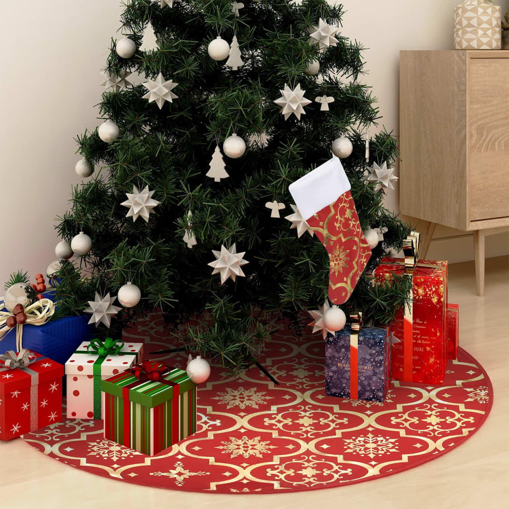 JUNG Vida Luxus-Weihnachtsbaumrock mit Socke Rot 122 cm Stoff