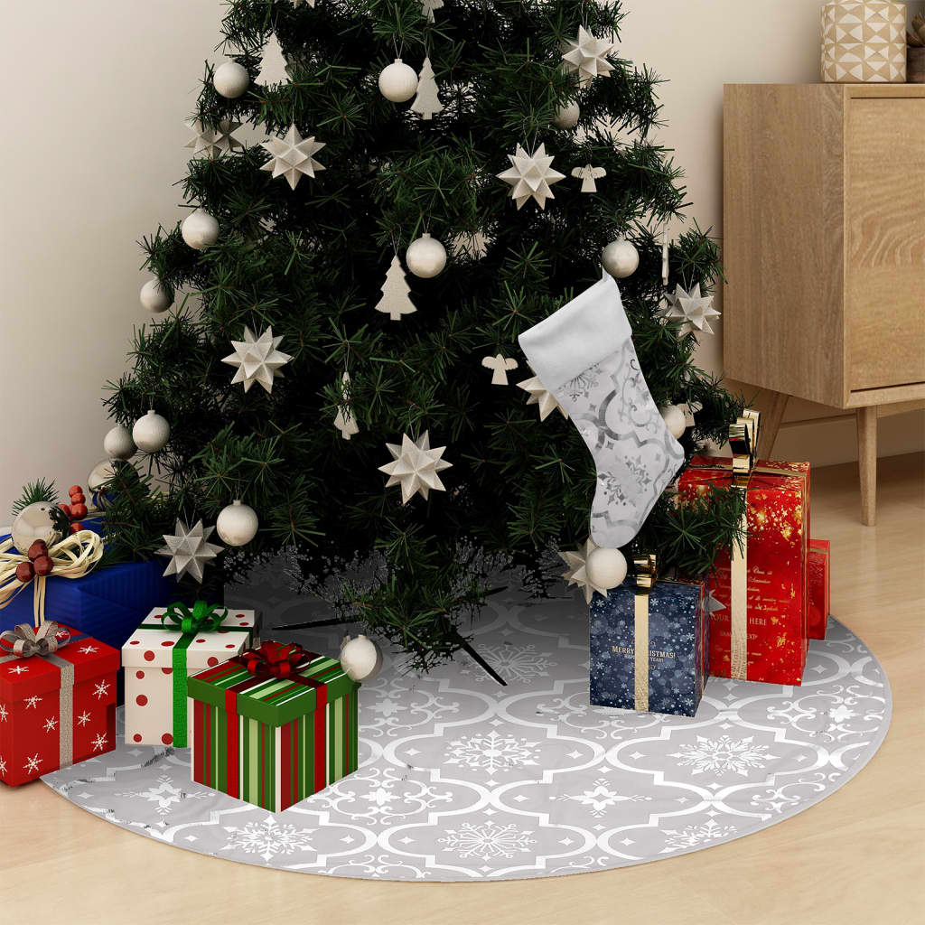 JUNG Vida Luxus-Weihnachtsbaumdecke mit Socke Weiß 90 cm Stoff