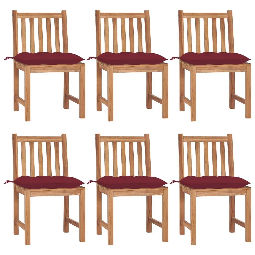 JUNG Vida Gartenstühle 6 Stk. mit Kissen Massivholz Teak