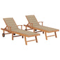 JUNG Vida Sonnenliegen 2 Stk. mit Auflagen Beige Massivholz Teak