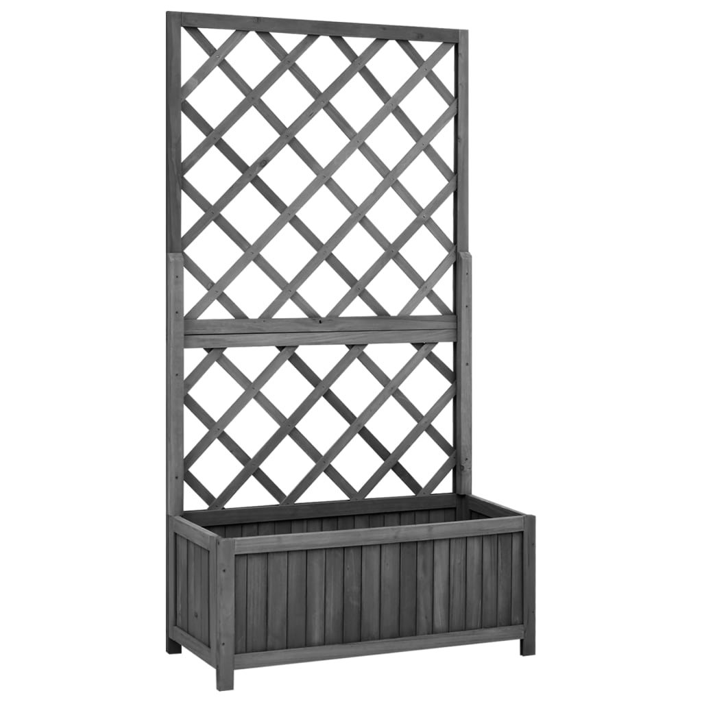 JUNG Vida Garten-Spalier mit Blumenkasten Schwarz 70x30x135 cm Tannenholz