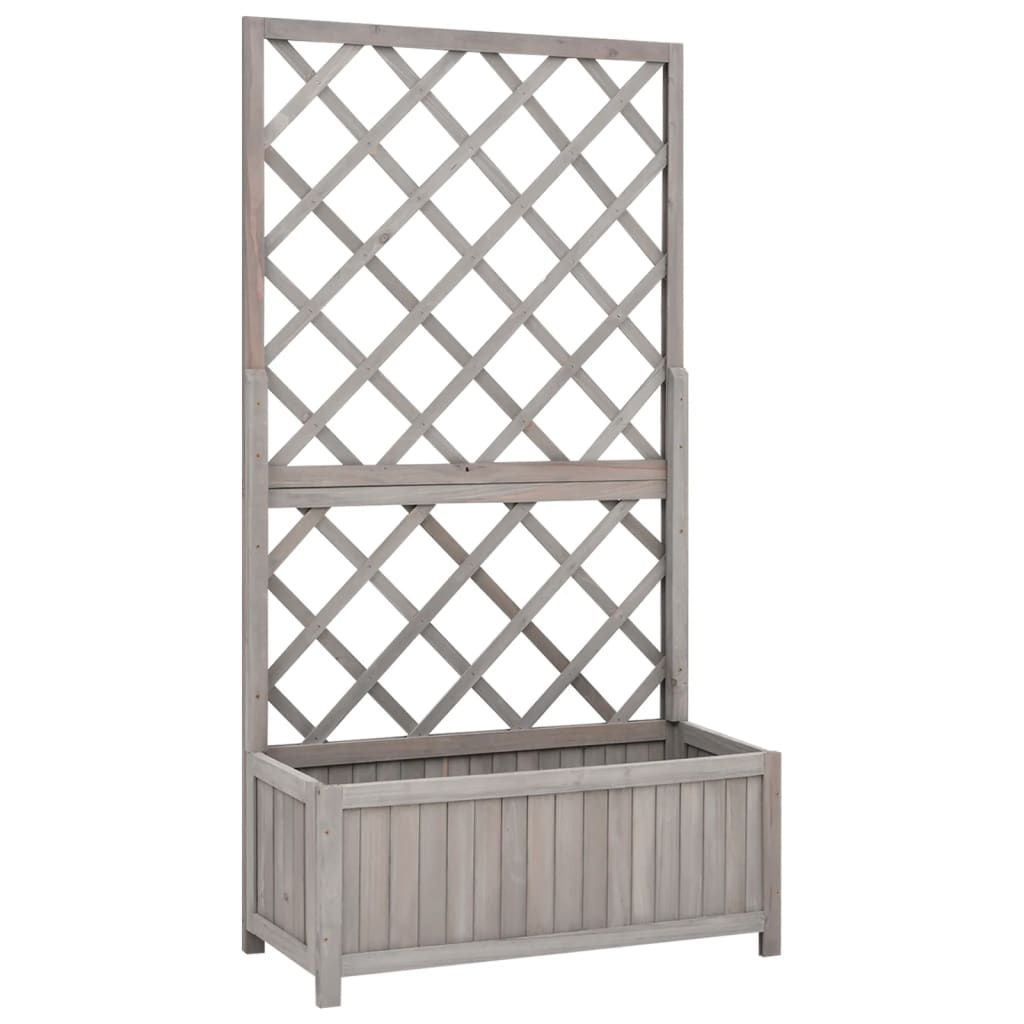 JUNG Vida Garten-Spalier mit Blumenkasten Grau 70x30x135 cm Tannenholz