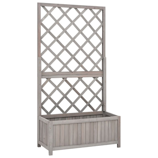 JUNG Vida Garten-Spalier mit Blumenkasten Grau 70x30x135 cm Tannenholz