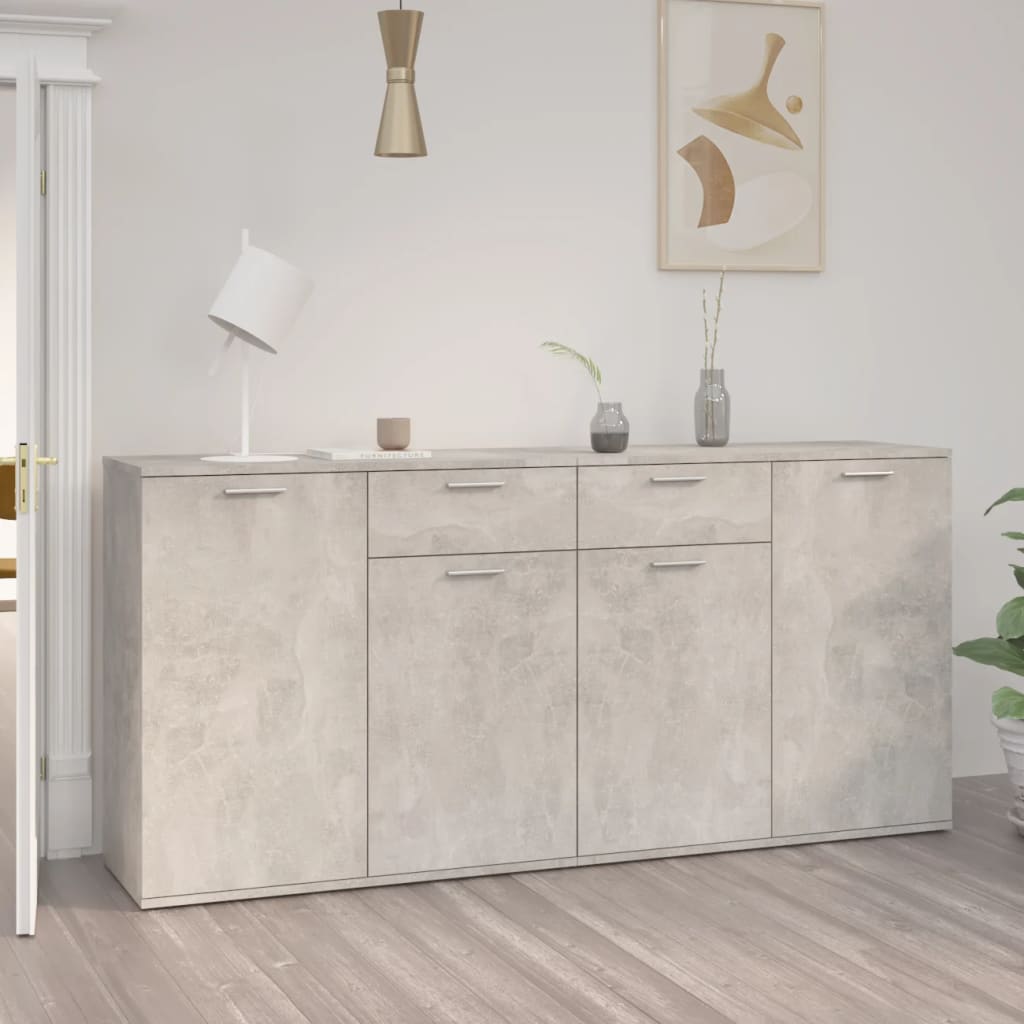 JUNG Vida Sideboard Betongrau 160x36x75 cm Holzwerkstoff