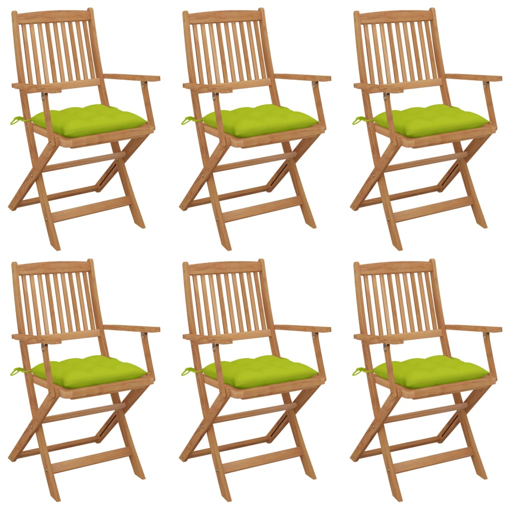 JUNG Vida Klappbare Gartenstühle 6 Stk. mit Kissen Massivholz Akazie