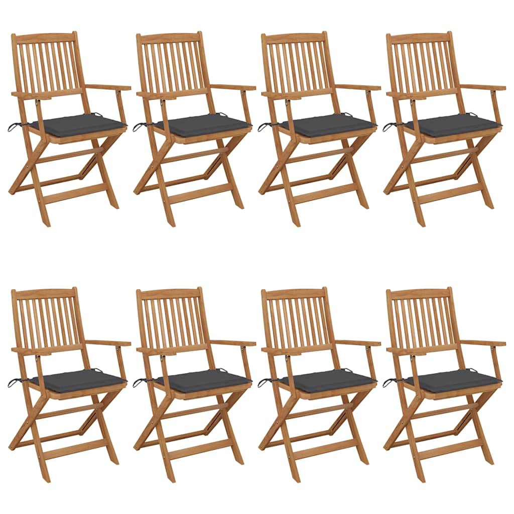 JUNG Vida Klappbare Gartenstühle 8 Stk. mit Kissen Massivholz Akazie