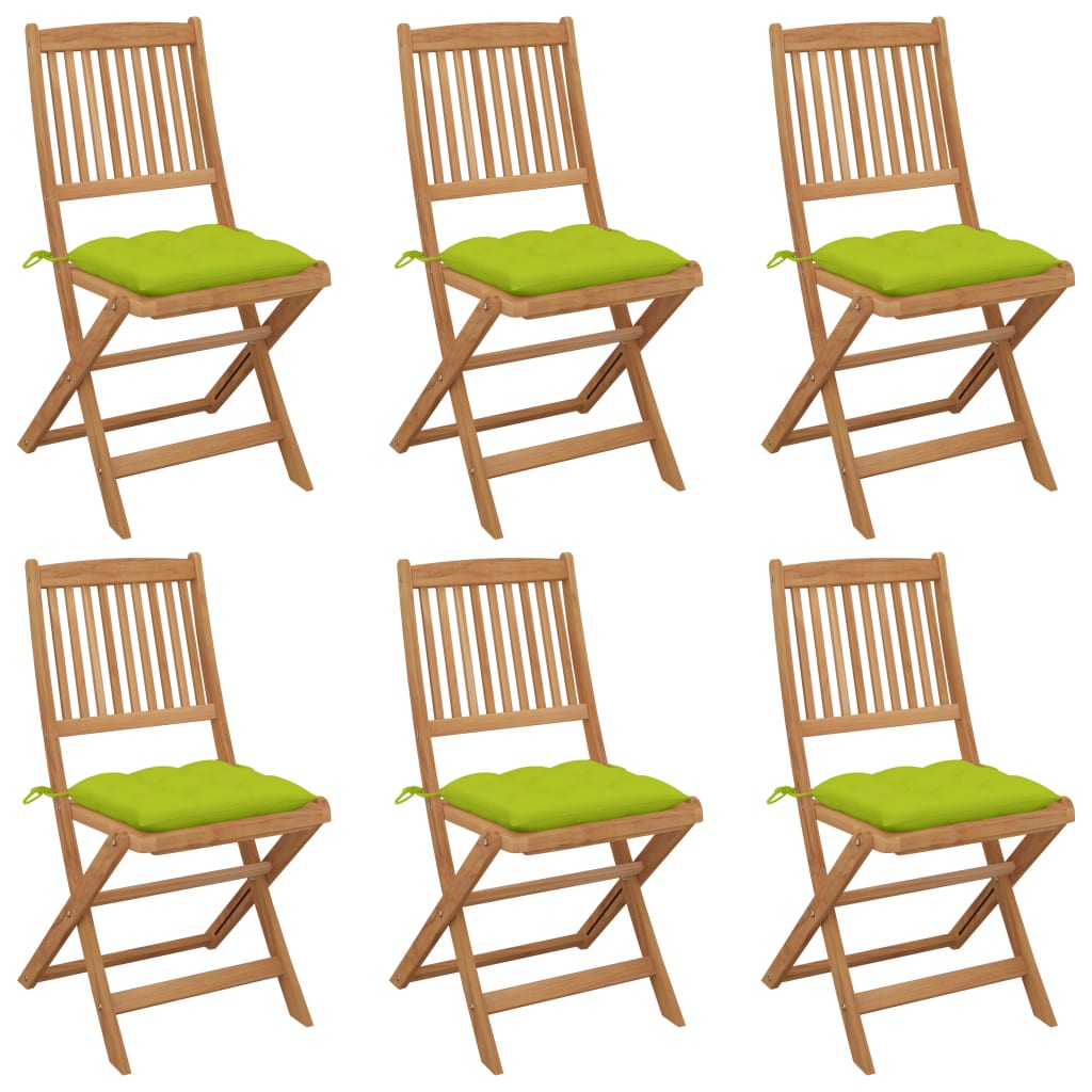 JUNG Vida Klappbare Gartenstühle 6 Stk. mit Kissen Massivholz Akazie