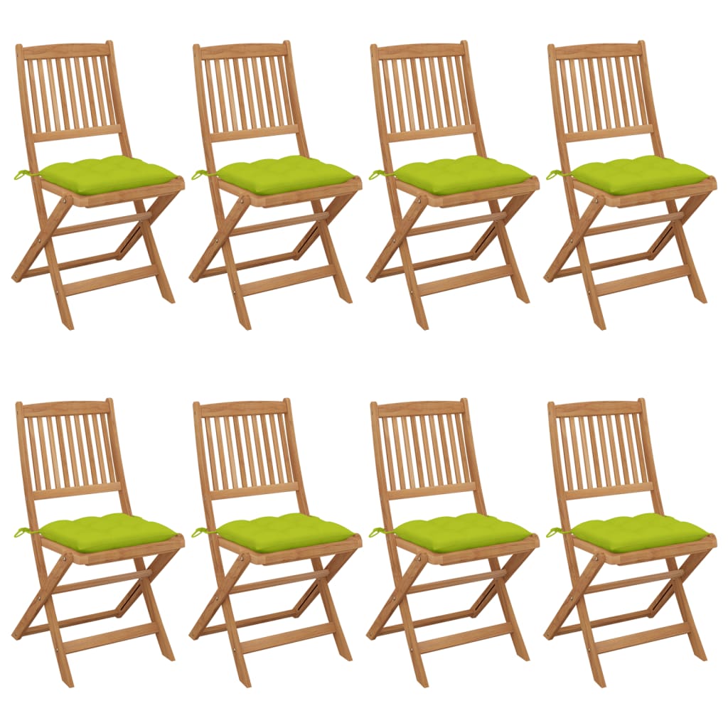 JUNG Vida Klappbare Gartenstühle 8 Stk. mit Kissen Massivholz Akazie
