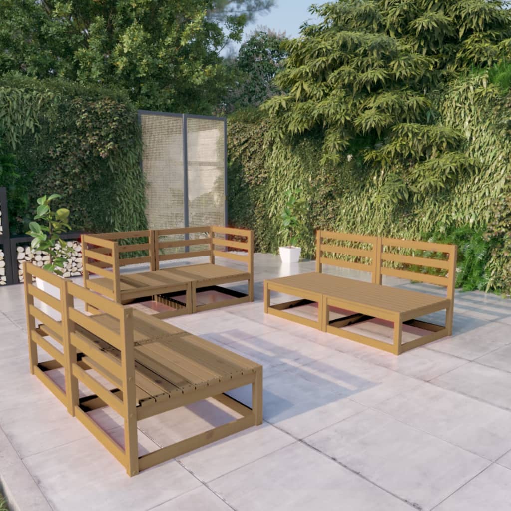 JUNG Vida 6-tlg. Garten-Lounge-Set Honigbraun Massivholz Kiefer
