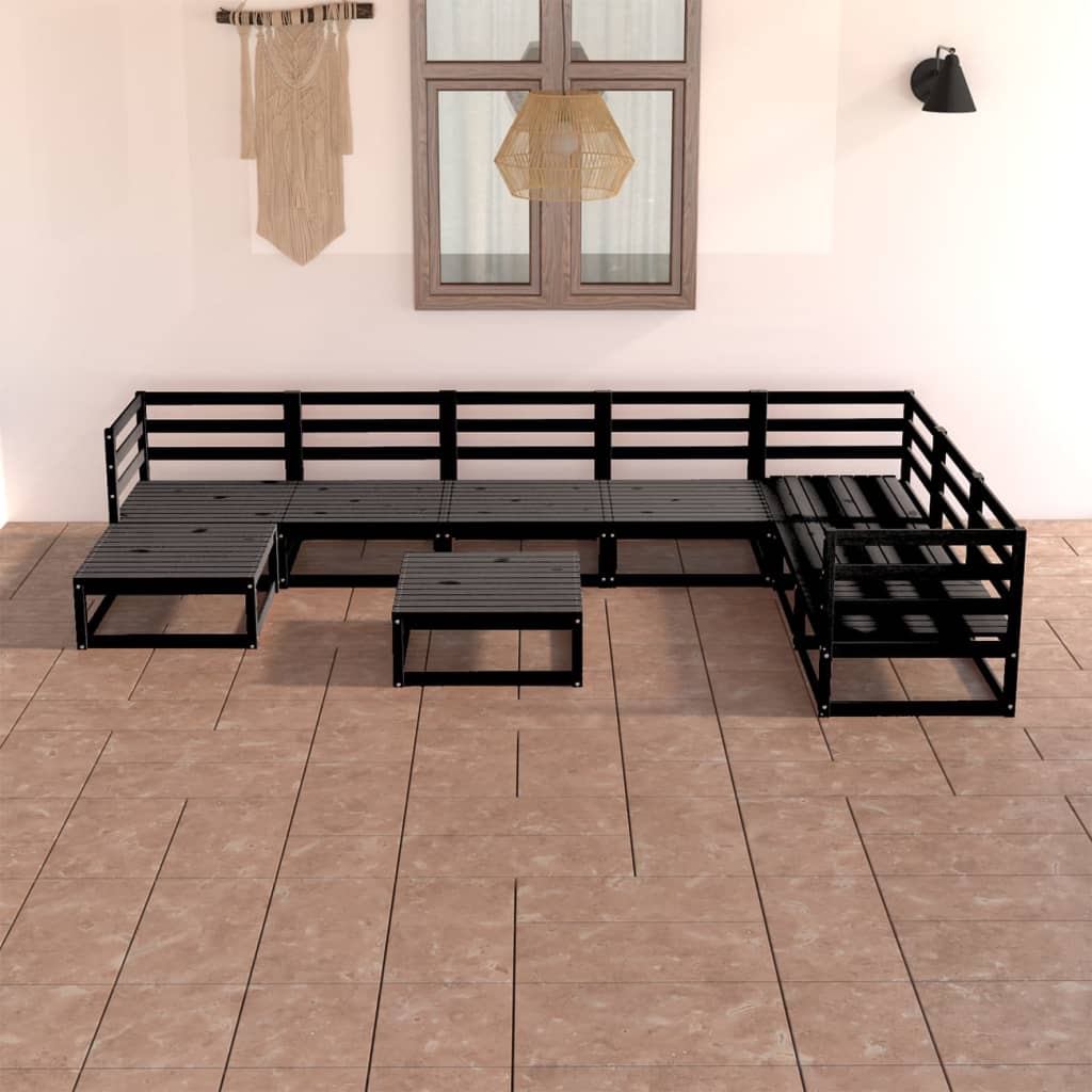 JUNG Vida 8-tlg. Garten-Lounge-Set Schwarz Massivholz Kiefer