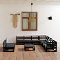 JUNG Vida 10-tlg. Garten-Lounge-Set Schwarz Massivholz Kiefer