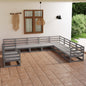 JUNG Vida 10-tlg. Garten-Lounge-Set Grau Kiefer Massivholz