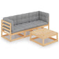 JUNG Vida 4-tlg. Garten-Lounge-Set mit Kissen Kiefer Massivholz