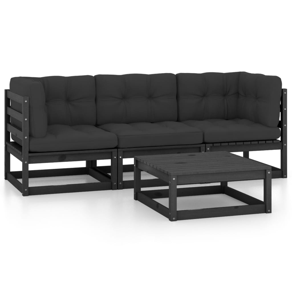 JUNG Vida 4-tlg. Garten-Lounge-Set mit Kissen Kiefer Massivholz