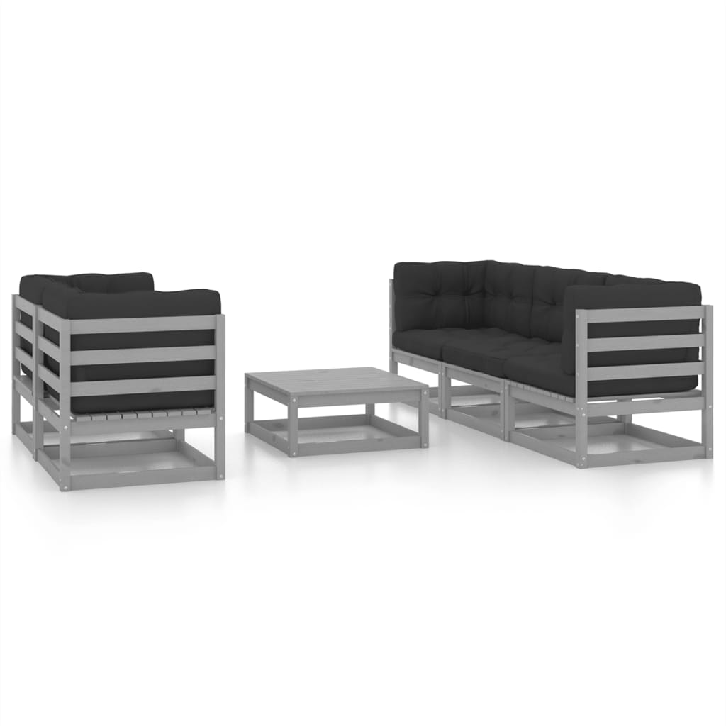 JUNG Vida 6-tlg. Garten-Lounge-Set mit Kissen Kiefer Massivholz