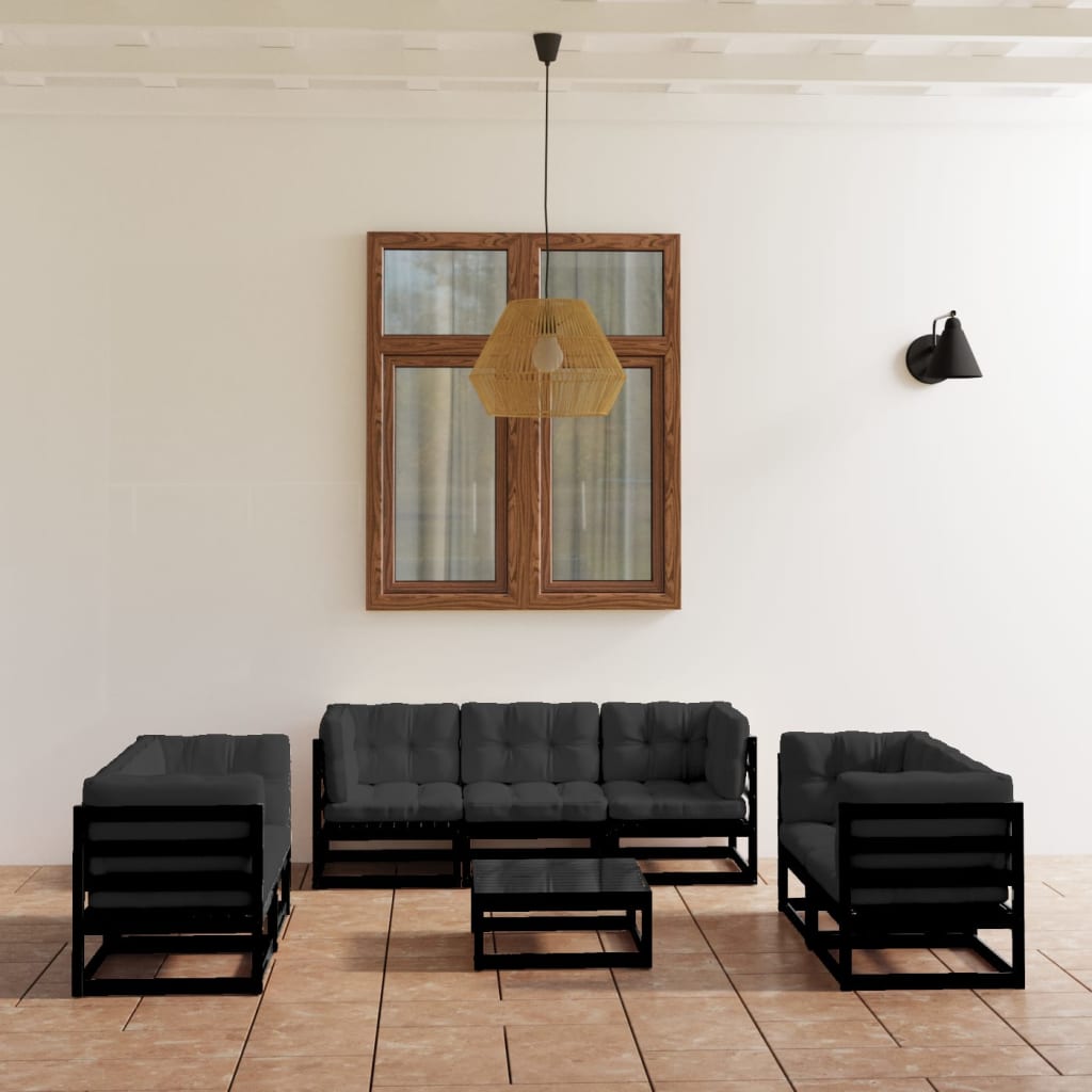 JUNG Vida 8-tlg. Garten-Lounge-Set mit Kissen Kiefer Massivholz