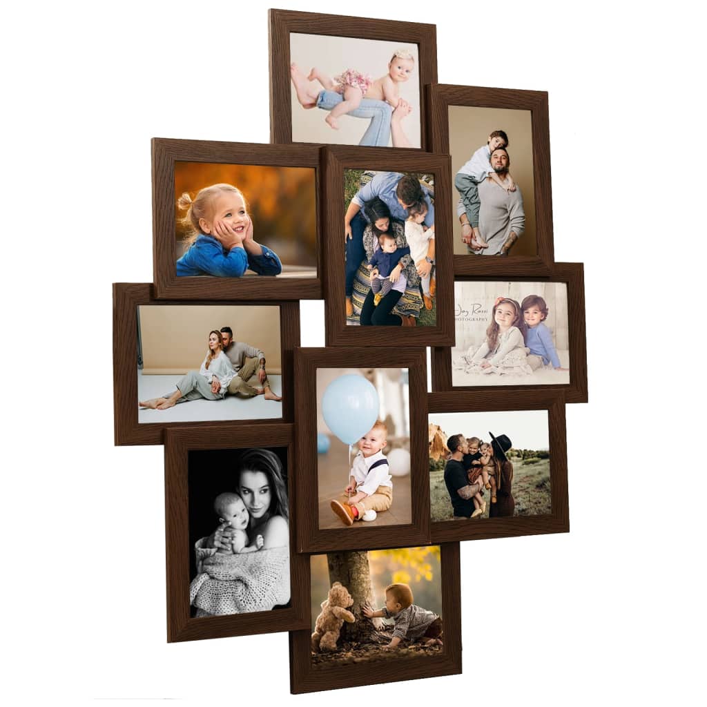 JUNG Vida Collage Bilderrahmen für 10x(10x15 cm) Fotos Dunkelbraun MDF