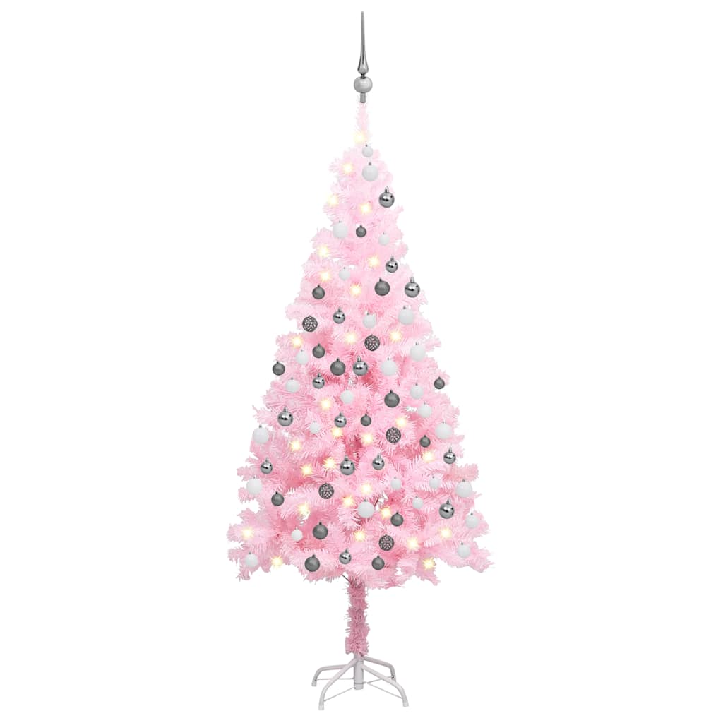 JUNG Vida Künstlicher Weihnachtsbaum mit Beleuchtung & Kugeln Rosa 180cm