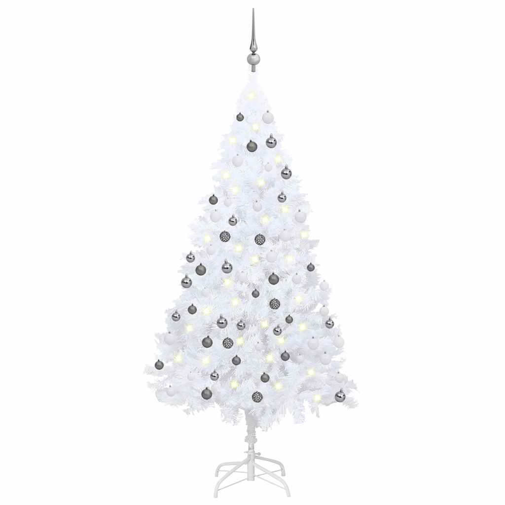 JUNG Vida Künstlicher Weihnachtsbaum mit Beleuchtung & Kugeln Weiß 120 cm