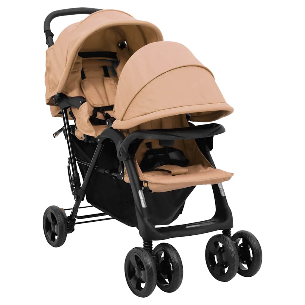 JUNG Vida Tandem-Zwillingskinderwagen Taupe Stahl