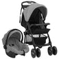 JUNG Vida 3-in-1 Kinderwagen Hellgrau und Schwarz Stahl