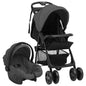 JUNG Vida 3-in-1 Kinderwagen Dunkelgrau und Schwarz Stahl