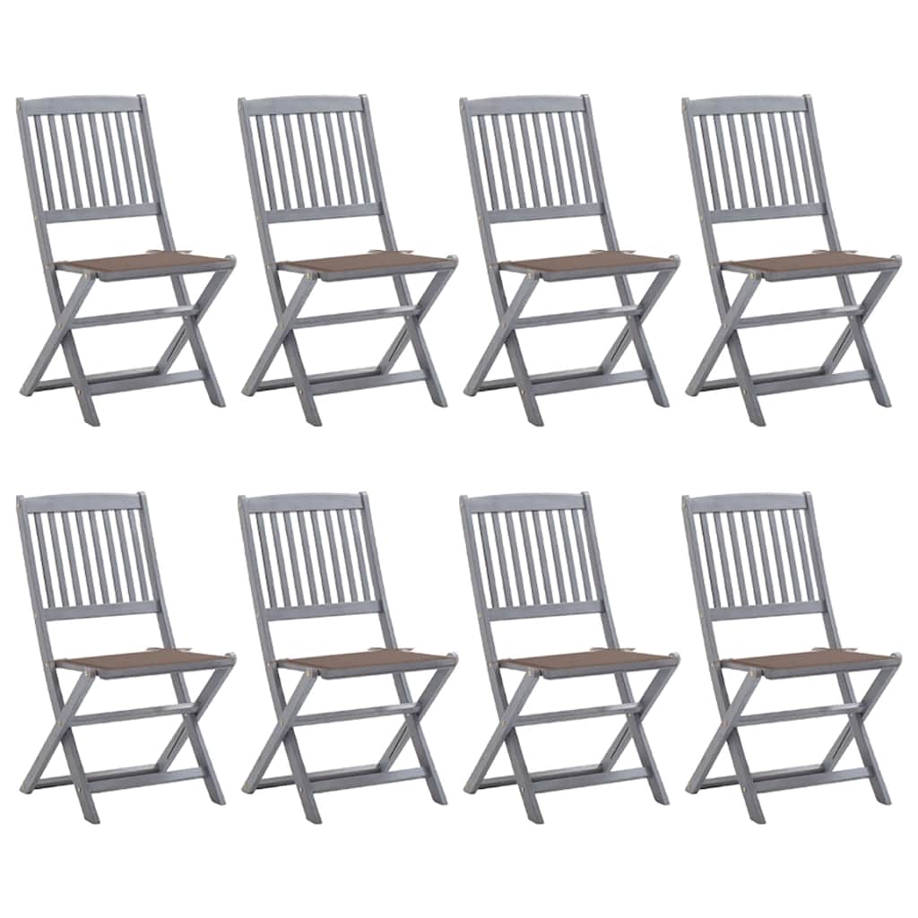 JUNG Vida Klappbare Gartenstühle 8 Stk. mit Kissen Massivholz Akazie