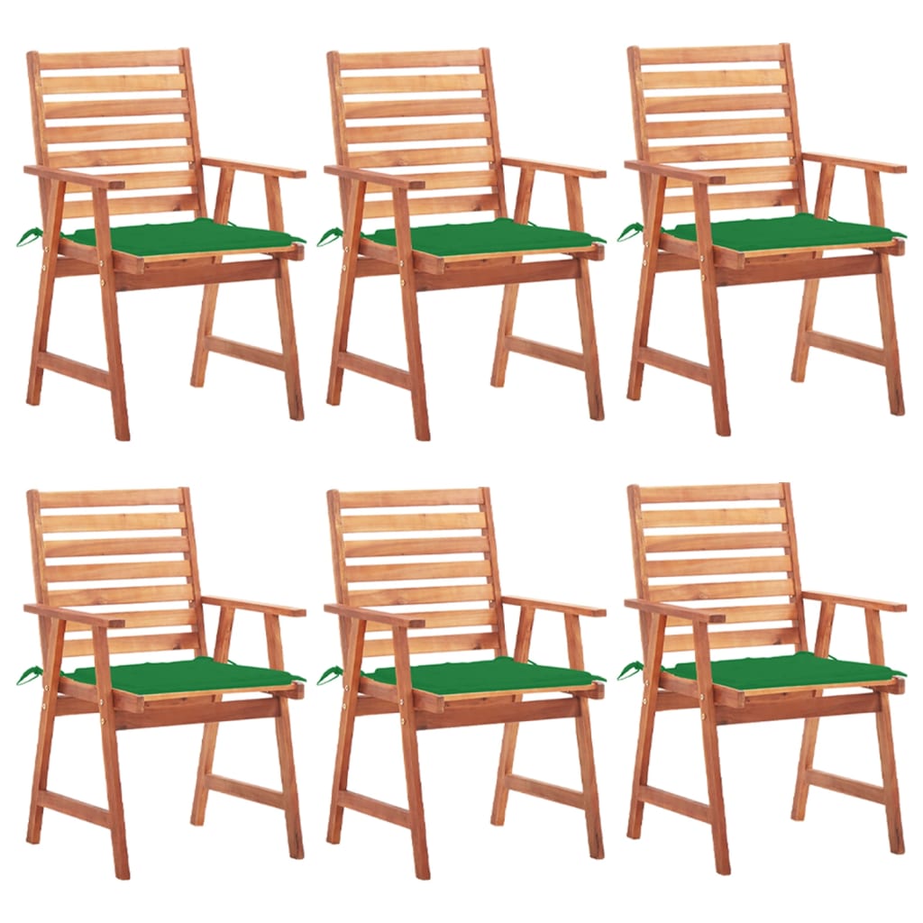 JUNG Vida Garten-Essstühle 6 Stk. mit Kissen Massivholz Akazie