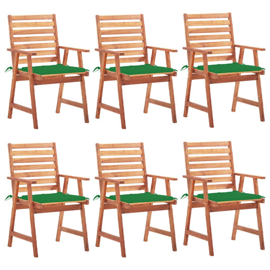 JUNG Vida Garten-Essstühle 6 Stk. mit Kissen Massivholz Akazie