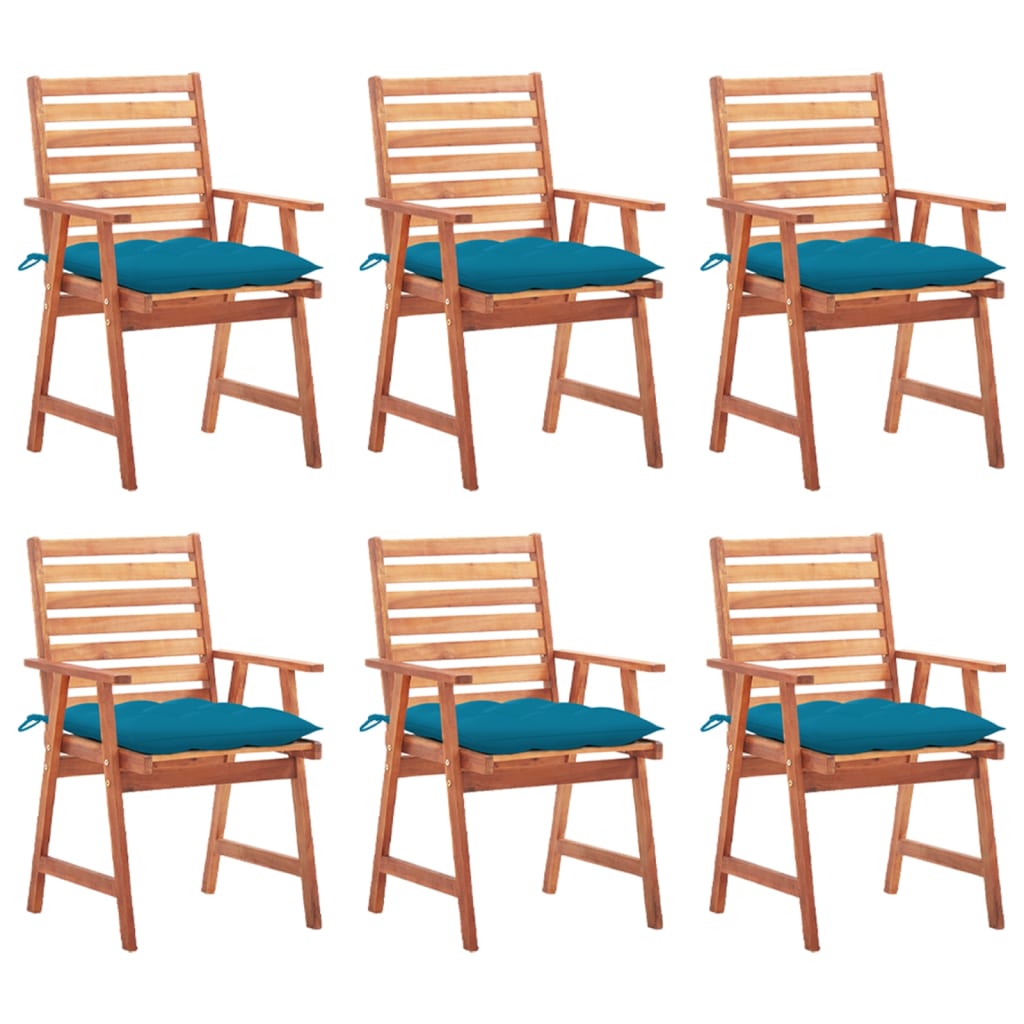 JUNG Vida Garten-Essstühle 6 Stk. mit Kissen Massivholz Akazie