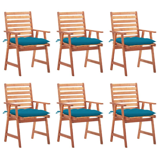 JUNG Vida Garten-Essstühle 6 Stk. mit Kissen Massivholz Akazie