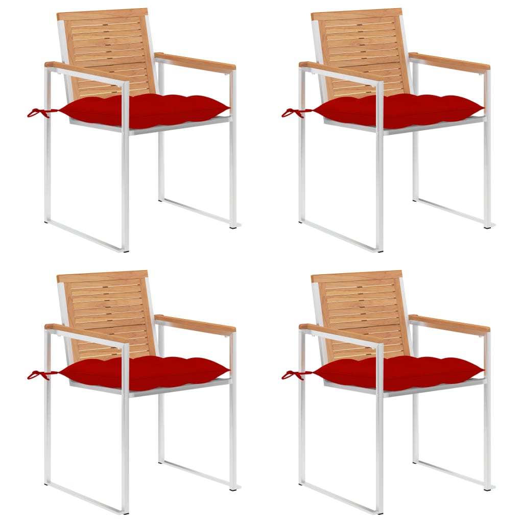 JUNG Vida Gartenstühle 4 Stk. mit Kissen Massivholz Teak