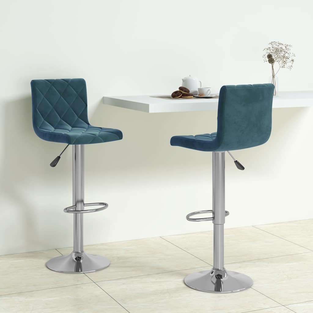 JUNG Vida Barhocker 2 Stk. Blau Samt