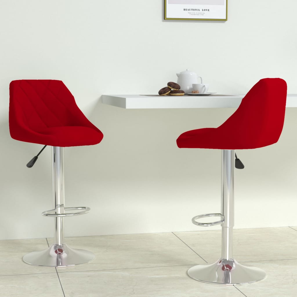 JUNG Vida Barhocker 2 Stk. Weinrot Samt