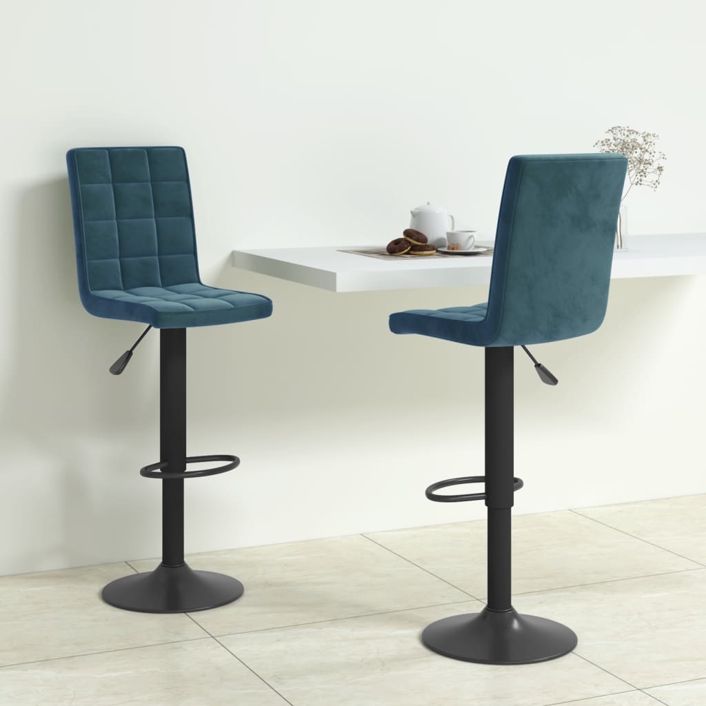 JUNG Vida Barhocker 2 Stk. Blau Samt