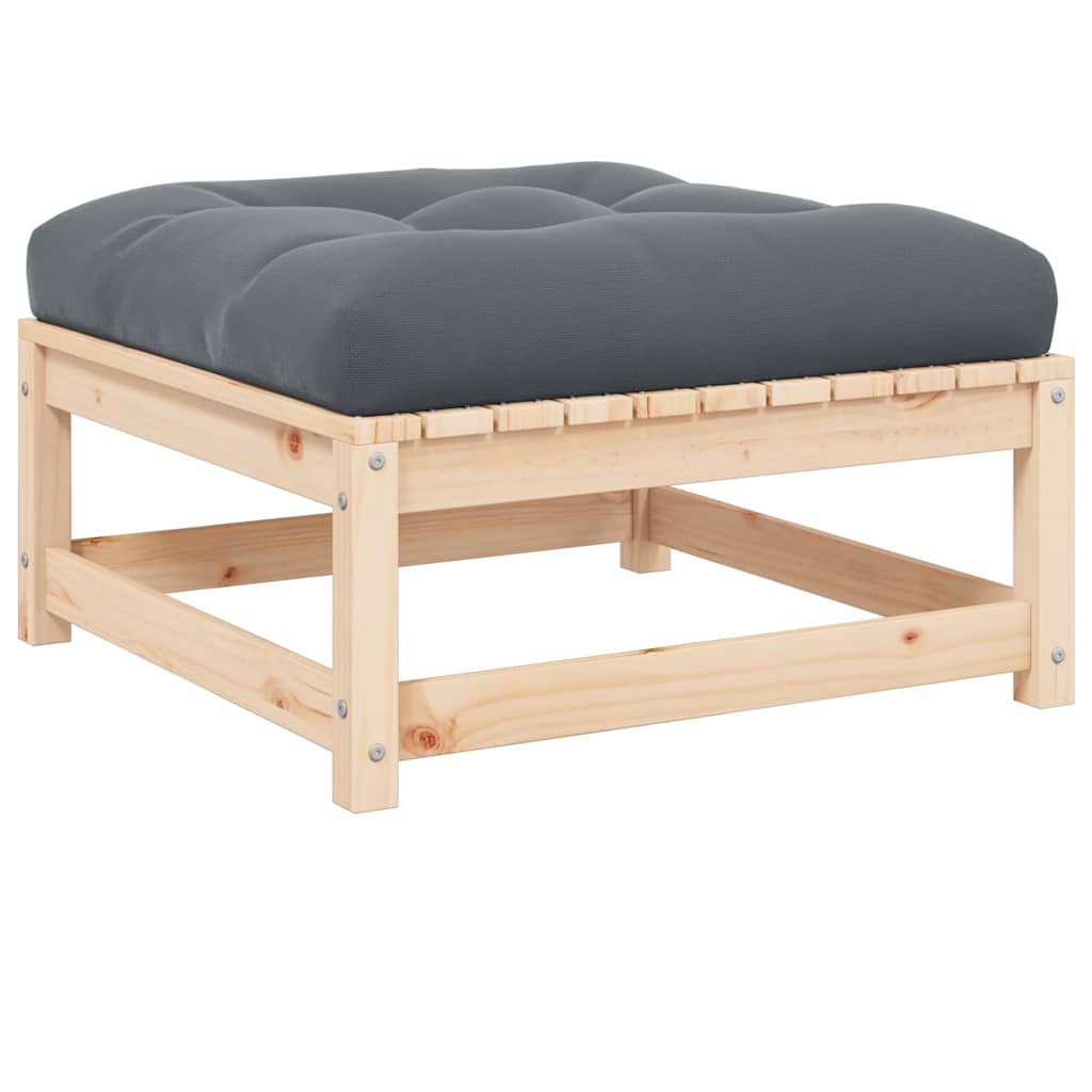 JUNG Vida Garten-Fußhocker mit Kissen Massivholz Kiefer