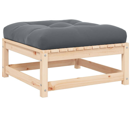 JUNG Vida Garten-Fußhocker mit Kissen Massivholz Kiefer