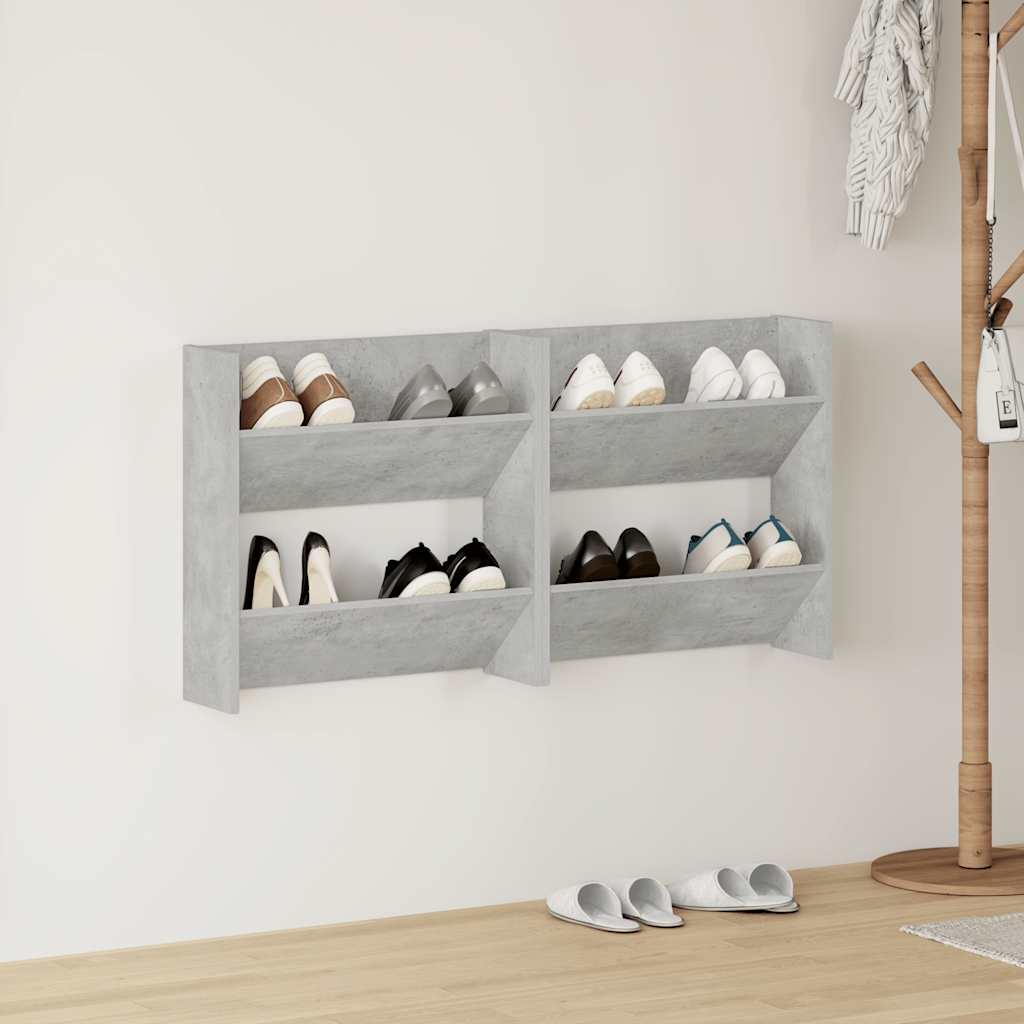 JUNG Vida Wand-Schuhschränke 2 Stk. Betongrau 60x18x60 cm Holzwerkstoff
