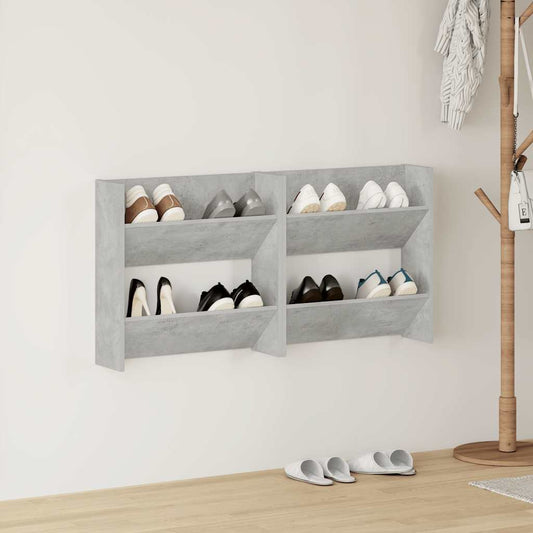 JUNG Vida Wand-Schuhschränke 2 Stk. Betongrau 60x18x60 cm Holzwerkstoff
