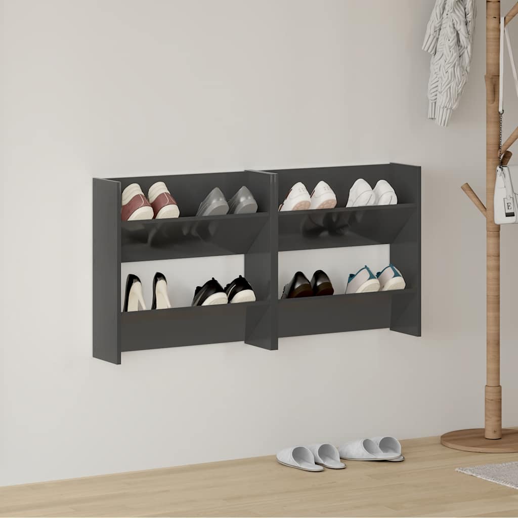 JUNG Vida Wand-Schuhschränke 2 Stk. Hochglanz-Grau 60x18x60cm