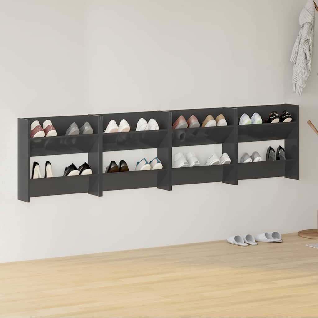 JUNG Vida Wand-Schuhschränke 4 Stk. Hochglanz-Grau 60x18x60cm