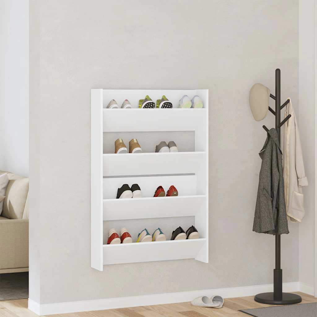 JUNG Vida Wand-Schuhschränke 2 Stk. Weiß 80x18x60 cm Holzwerkstoff
