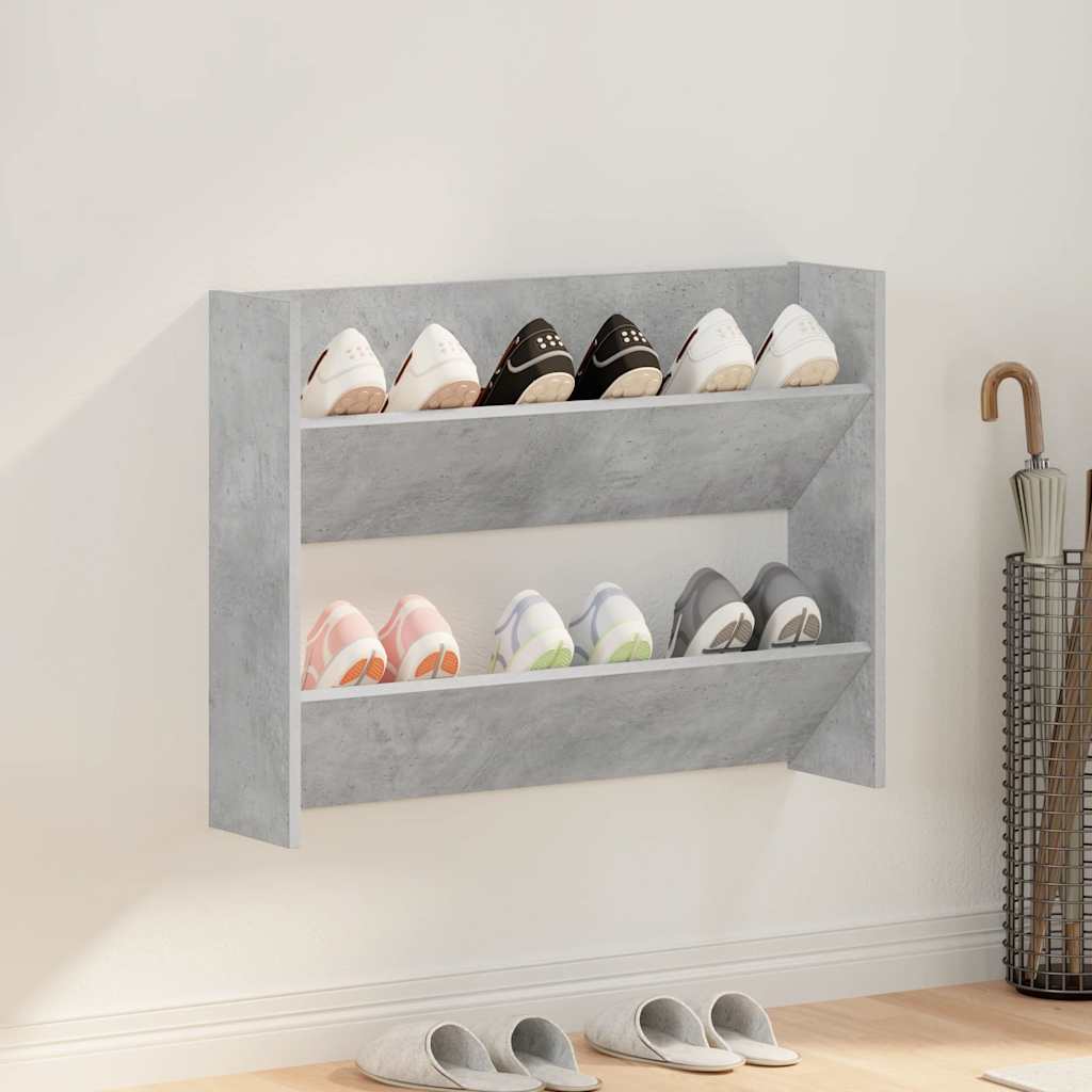 JUNG Vida Wand-Schuhschrank Betongrau 80x18x60 cm Holzwerkstoff