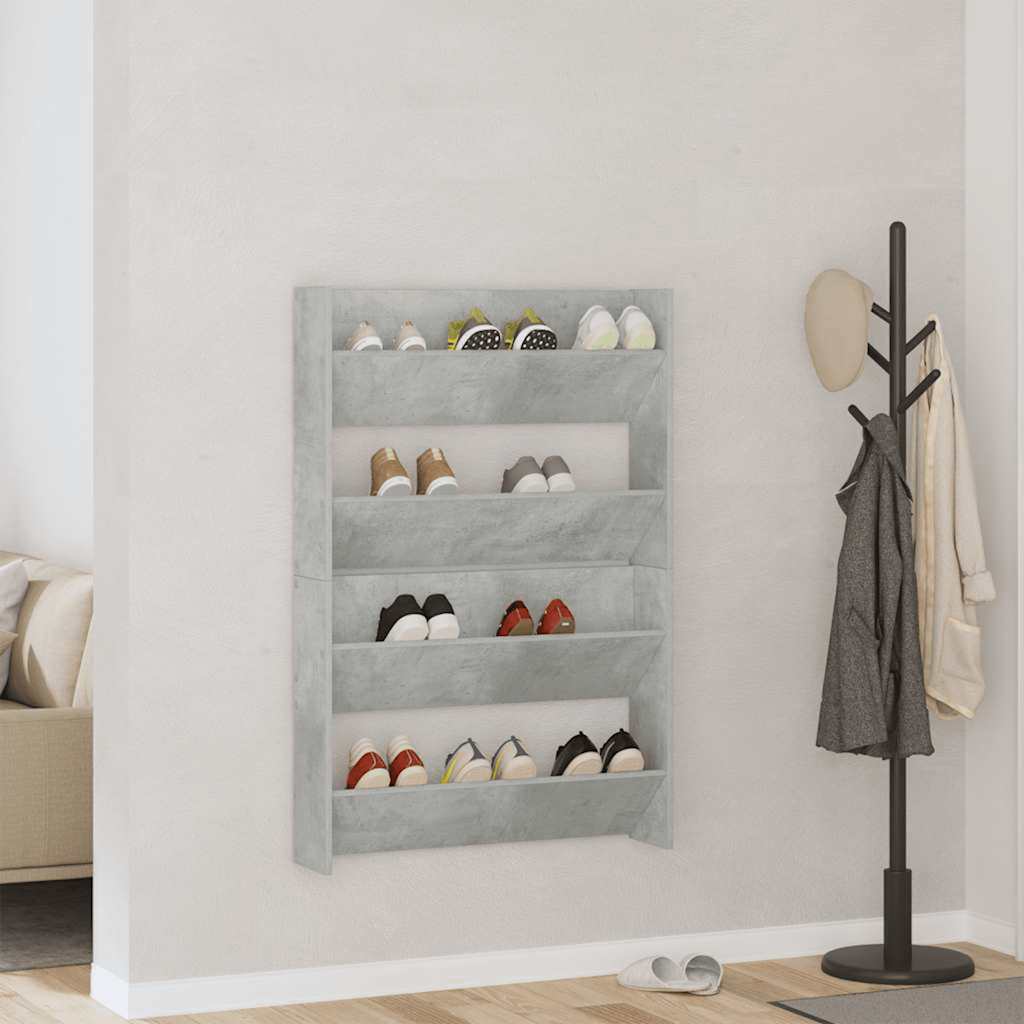 JUNG Vida Wand-Schuhschränke 2 Stk. Betongrau 80x18x60 cm Holzwerkstoff