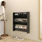 JUNG Vida Wand-Schuhschrank Hochglanz-Schwarz 80x18x90 cm Holzwerkstoff