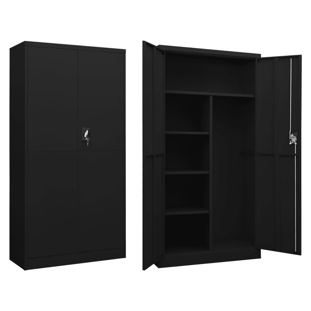 JUNG Vida Schließfachschrank Schwarz 90x40x180 cm Stahl