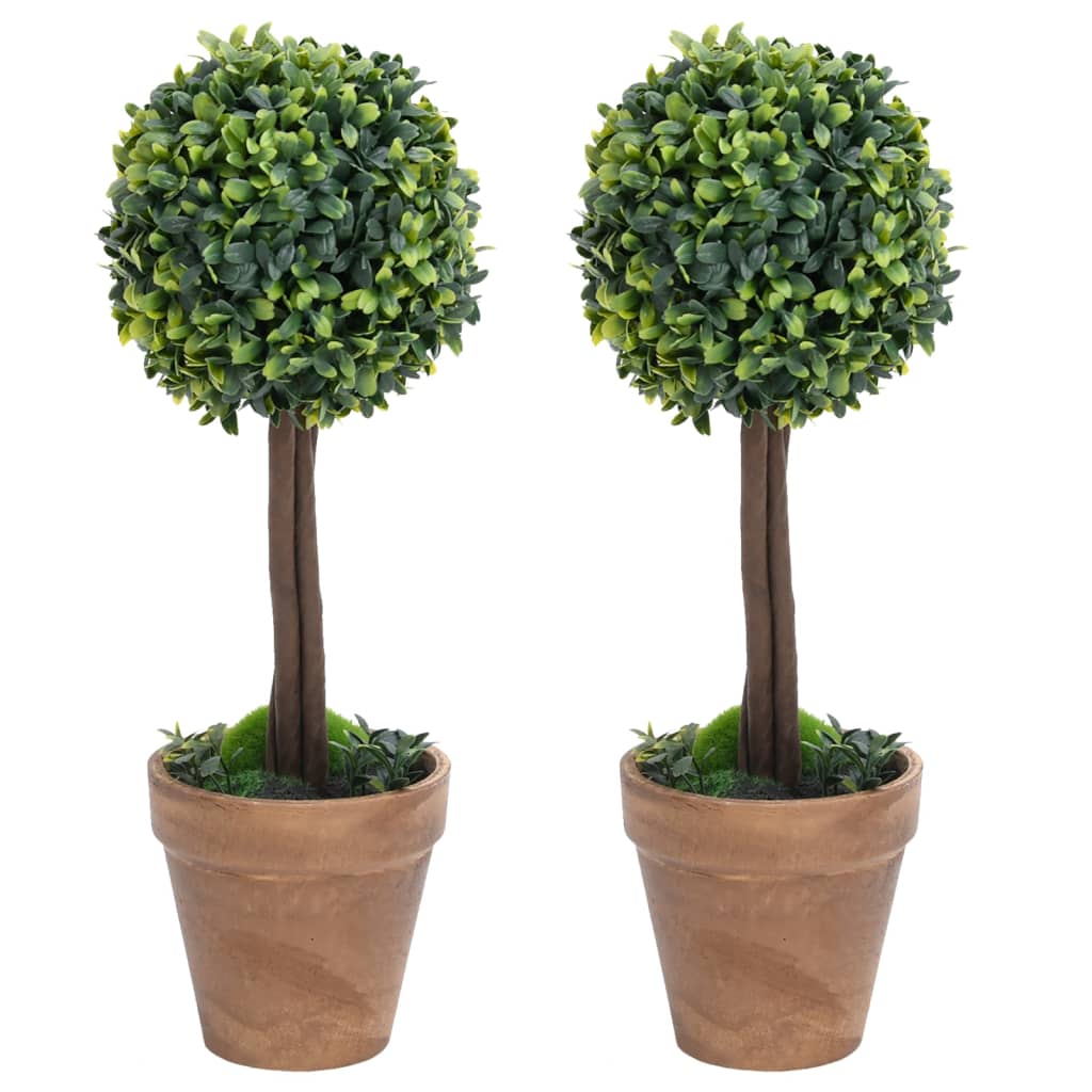 JUNG Vida Künstliche Buchsbäume 2 Stk. mit Topf Kugelform Grün 33 cm
