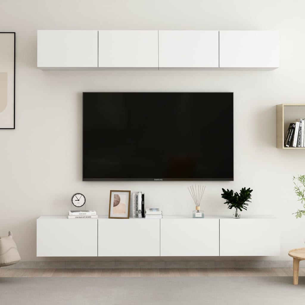 JUNG Vida TV-Schränke 4 Stk. Weiß 100x30x30 cm Holzwerkstoff