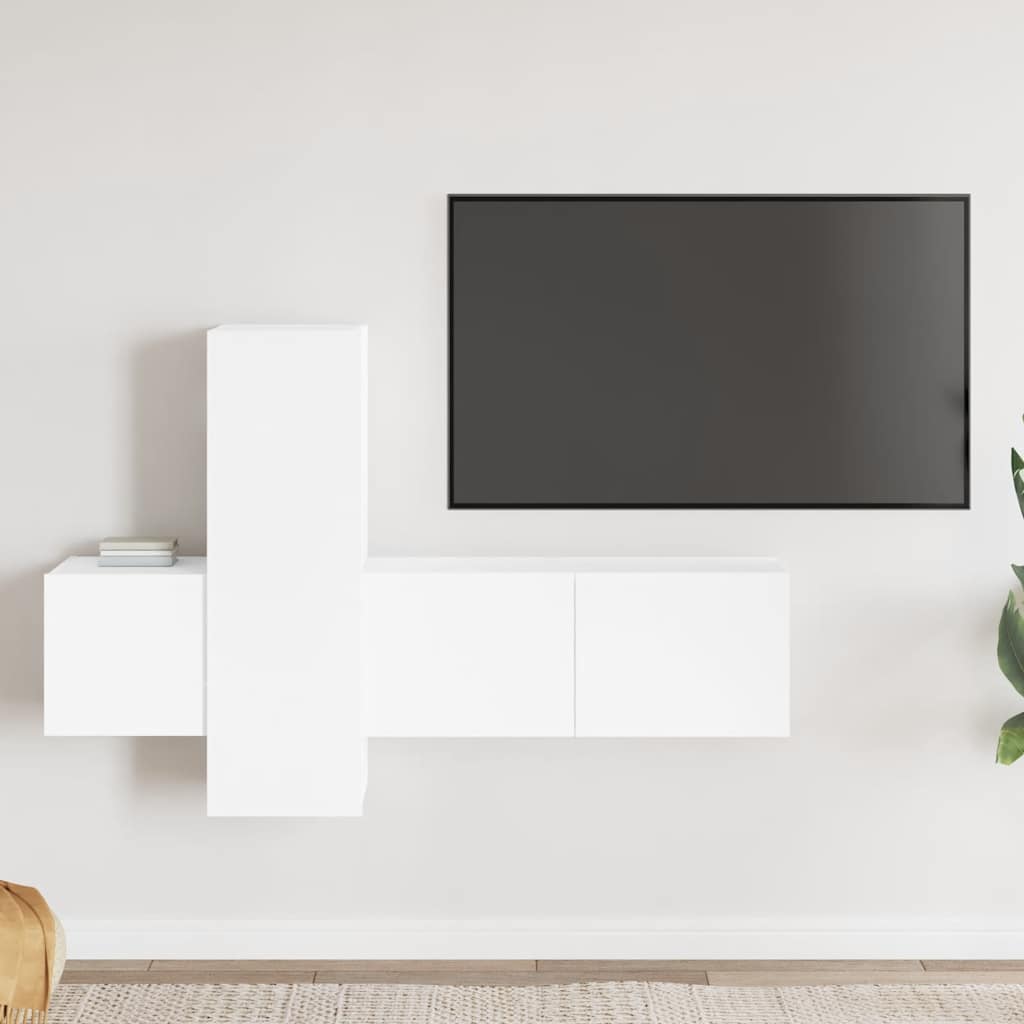JUNG Vida 3-tlg. TV-Schrank-Set Weiß Holzwerkstoff